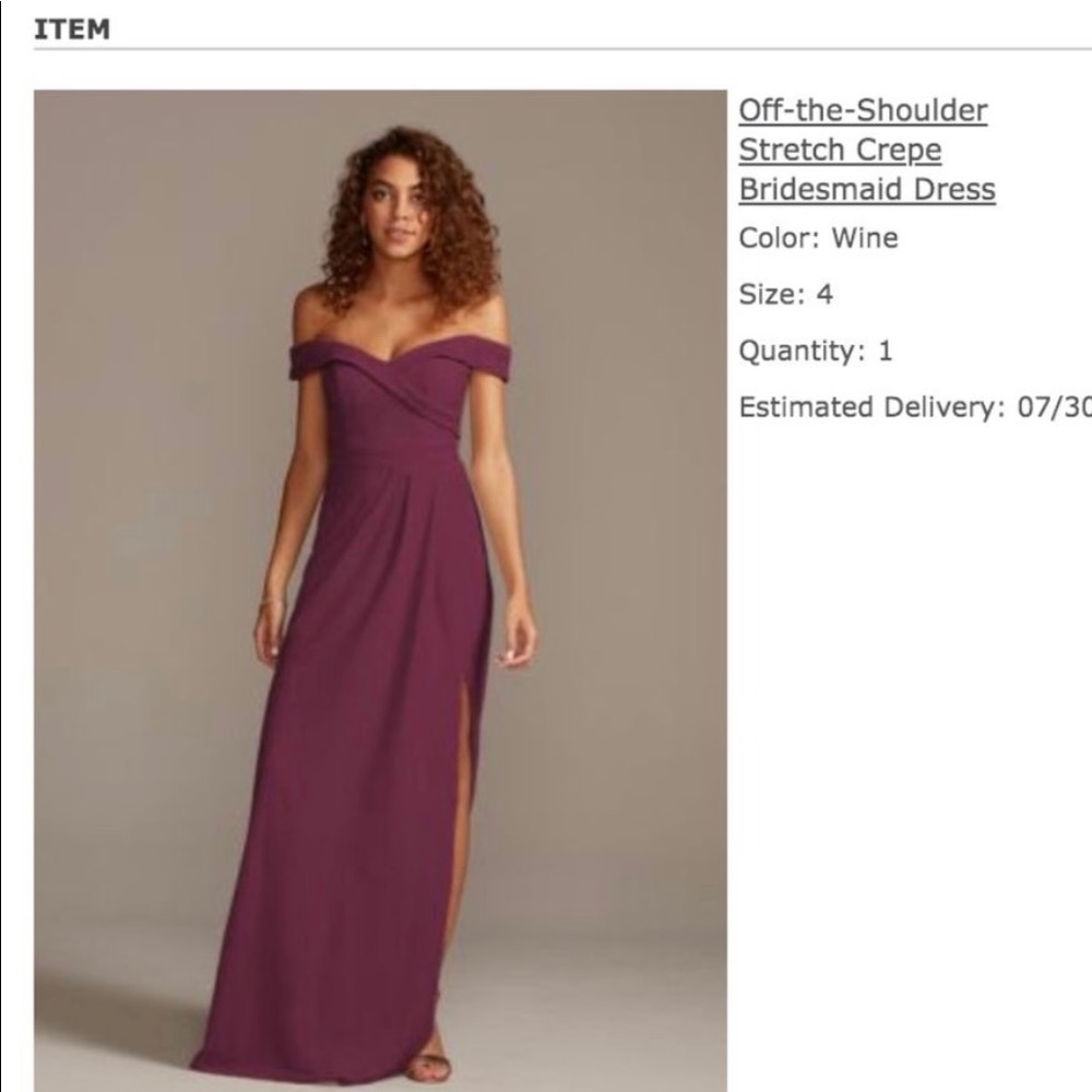 STRETCH CREPE OFF-THE-SHOULDER BRIDESMAID DRESS F2106